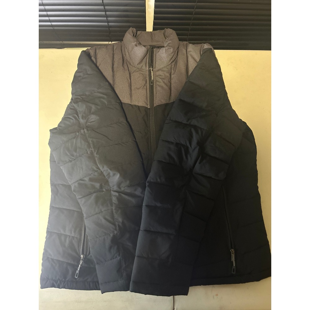 London Fog Puffer Jacket Mens M Black Two Tone Quilted Full Zip Outerwear